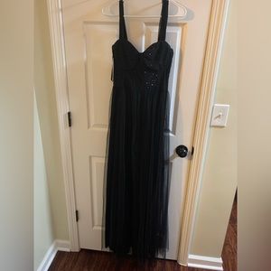 Black corset top prom dress.